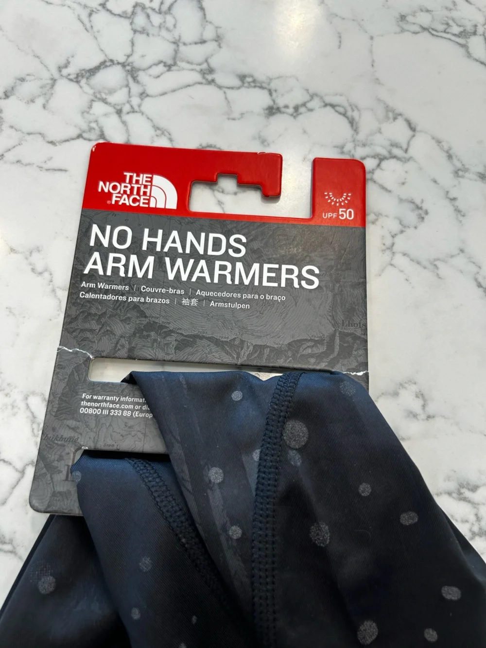 NWT The North Face Black Polka Dot UPF 50+ No Hands Arm Warmers Small/Medium